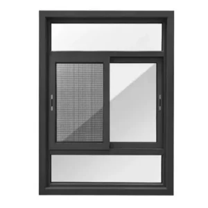 KT Custom Black Energy Efficient Double Glazed Anti-theft Aluminum Sliding Window with Mosquito Net for Villa